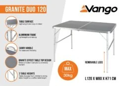 Vango Granite Duo 120 Table -Travel And Tent granite duo 120 infographic medium