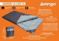 Vango Shangri-La Luxe XL Sleeping Bag -Travel And Tent shangri la luxe xl infographic medium