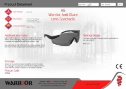 Warrior Grey Anti-Glare Lens Spectacle One Size - 12 Pack -Travel And Tent warrior grey anti glare lens spectacle one size data sheet